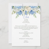 Elegant Blauw Hydrangea Witte Rozen Bloemen Bruilo Kaart (Achterkant)