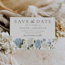 Elegant Blauw Hydrangea Witte Rozen Bloemen Bruilo Save The Date