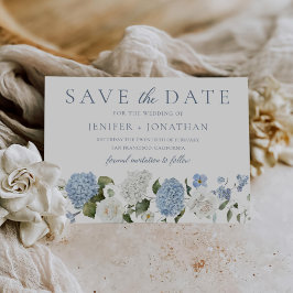 Elegant Blauw Hydrangea Witte Rozen Bloemen Bruilo Save The Date