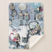 Elegant blauw ijs Alice in Wonderland Sherpa Deken (Voorkant)