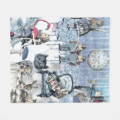 Elegant blauw ijs Alice in Wonderland Silver Glitt Fleece Deken (Voorkant (Horizontaal))