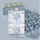 Elegant Blauw In Wit Bloemen Klassiek Bruidsmeisje Heupfles