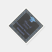 Elegant blauw ingelijst Afstuderen Servet (Hoek)