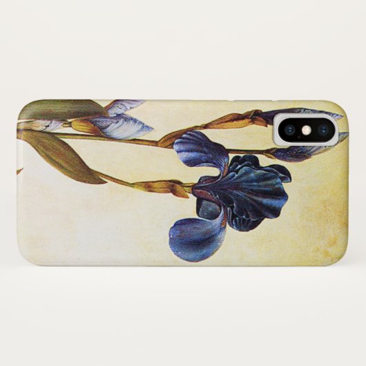 ELEGANT BLAUW IRIS FLOWERS Ivory Floral Case-Mate iPhone Case (Achterkant (horizontaal))