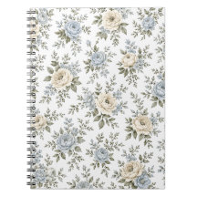 Elegant Blauw & Ivoor Bloemmotief