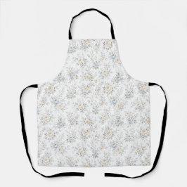 Elegant Blauw & Ivoor Bloemmotief Schort