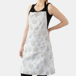 Elegant Blauw & Ivoor Bloemmotief Schort
