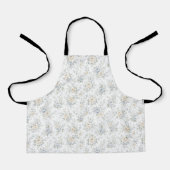 Elegant Blauw & Ivoor Bloemmotief Schort (Voorkant)