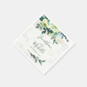 Elegant Blauw Ivoor Goud Turquoise Bloemen Bruilof Servet (Hoek)