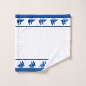 Elegant blauw jacht op wit bad handdoek (Wasdoekje)