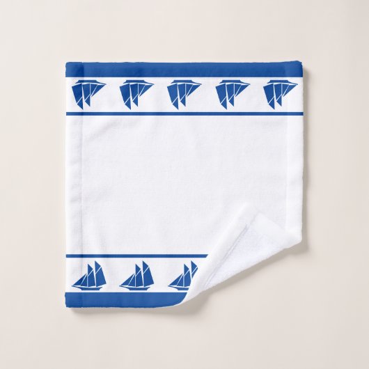 Elegant blauw jacht op wit bad handdoek (Wasdoekje)