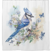Elegant Blauw Jay Vlinders Schilderij Douchegordijn (Voorkant)
