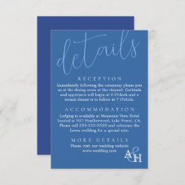 Elegant Blauw Kalligrafie Script Bruiloft RSVP Kaa Informatiekaartje