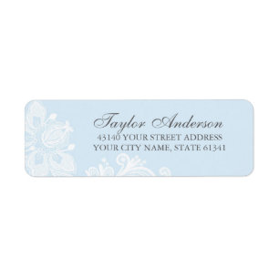 Elegant blauw kant retour adres label