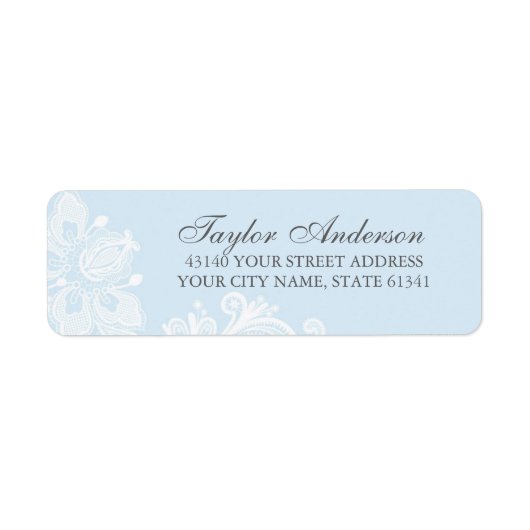 Elegant Blauw Kant Retour Adreslabel Etiket (Voorkant)