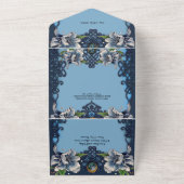 Elegant blauw Keltisch ontwerp All In One Uitnodiging (Buitenkant)