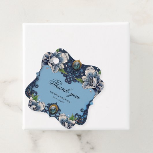 Elegant blauw Keltisch ontwerp Bedankjes Labels (In situ)