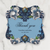 Elegant blauw Keltisch ontwerp Bedankjes Labels (Voorkant)