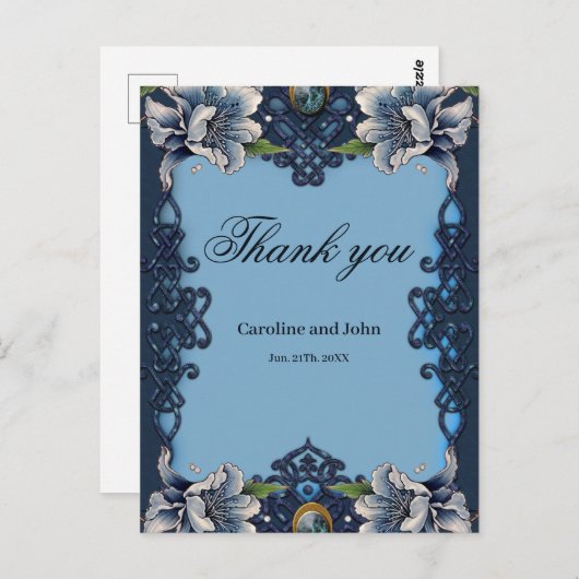 Elegant blauw Keltisch ontwerp Briefkaart (Voorkant / Achterkant)