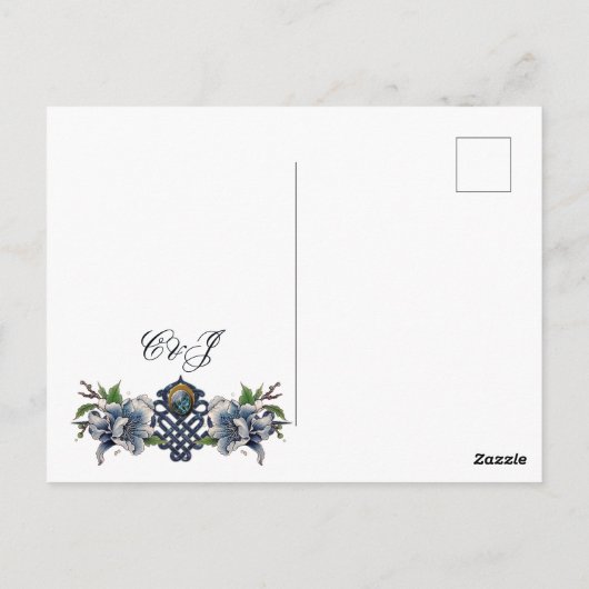 Elegant blauw Keltisch ontwerp Briefkaart (Achterkant)