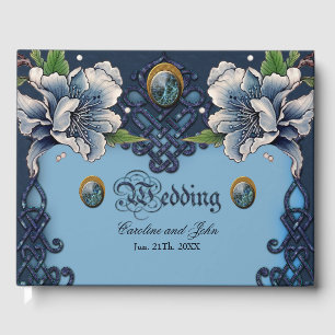 Elegant blauw Keltisch ontwerp Gastenboek