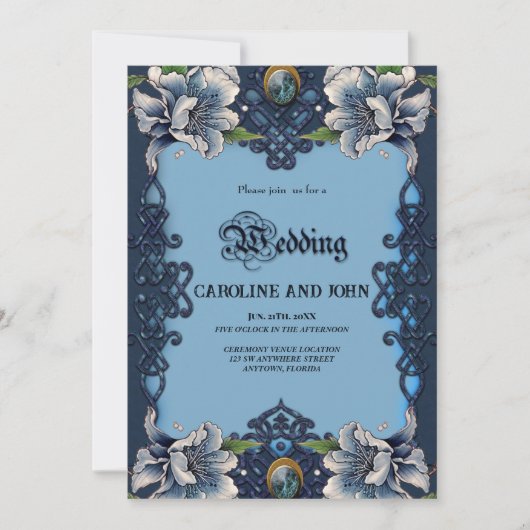 Elegant blauw Keltisch ontwerp Kaart (Voorkant)