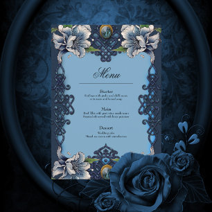 Elegant blauw Keltisch ontwerp Menu