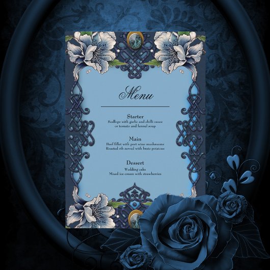 Elegant blauw Keltisch ontwerp Menu