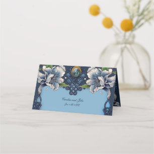 Elegant blauw Keltisch ontwerp Plaatskaartje