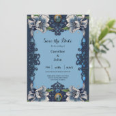 Elegant blauw Keltisch ontwerp Save The Date (Staand voorkant)