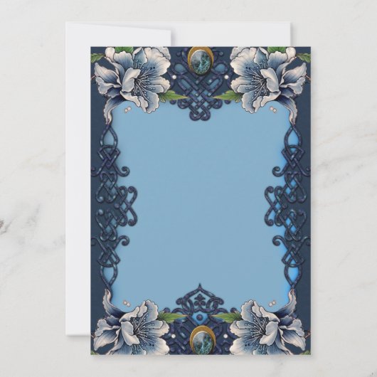 Elegant blauw Keltisch ontwerp Save The Date (Achterkant)