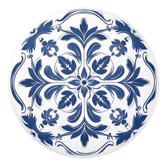 Elegant  blauw keramische knop (Voorkant)