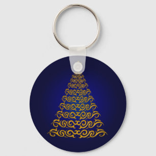 Elegant blauw kerstboomSleutelhanger Sleutelhanger