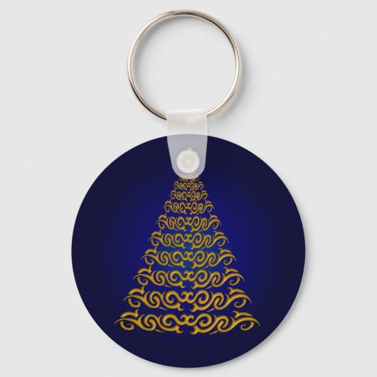 Elegant blauw kerstboomSleutelhanger Sleutelhanger (Voorkant)