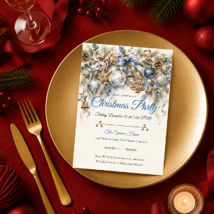 Elegant Blauw Kerstfeest Kaart