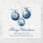 Elegant Blauw Kerstfeest Verjaardagsfeest Custom Bier Etiket (Enkel label)