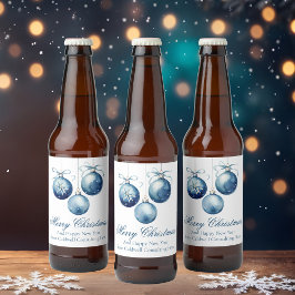 Elegant Blauw Kerstfeest Verjaardagsfeest Custom Bier Etiket