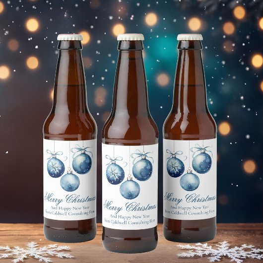 Elegant Blauw Kerstfeest Verjaardagsfeest Custom Bier Etiket