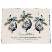 Elegant blauw Kerstmis wit paard citaat Groot Cadeauzakje (Voorkant)