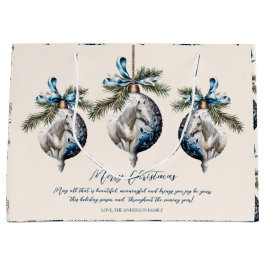 Elegant blauw Kerstmis wit paard citaat Groot Cadeauzakje