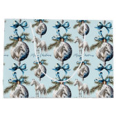Elegant blauw Kerstmis wit paard citaat Groot Cadeauzakje (Achterkant)