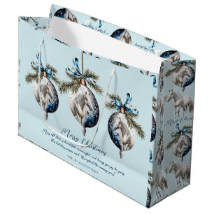 Elegant blauw Kerstmis wit paard citaat Groot Cadeauzakje
