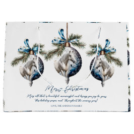 Elegant blauw Kerstmis wit paard citaat Groot Cadeauzakje