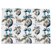 Elegant blauw Kerstmis wit paard citaat Groot Cadeauzakje (Achterkant)