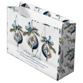 Elegant blauw Kerstmis wit paard citaat Groot Cadeauzakje (Voorkant Gekanteld)