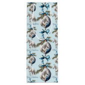 Elegant blauw Kerstmis wit paard citaat Wijn Cadeautas (Achterkant)