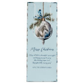 Elegant blauw Kerstmis wit paard citaat Wijn Cadeautas (Voorkant)