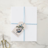 Elegant blauw Kerstmis wit paard ruitersport Cadeaulabel (Met Touw)