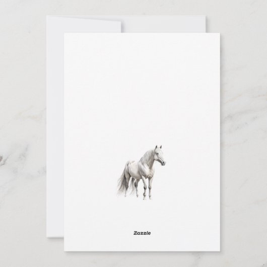 Elegant blauw Kerstmis wit paard ruitersport Feestdagenkaart (Achterkant)