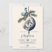 Elegant blauw Kerstmis wit paard ruitersport Kaart (Voorkant)
